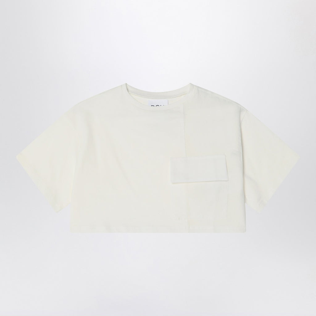 Douuod Ivory cropped t-shirt in cotton