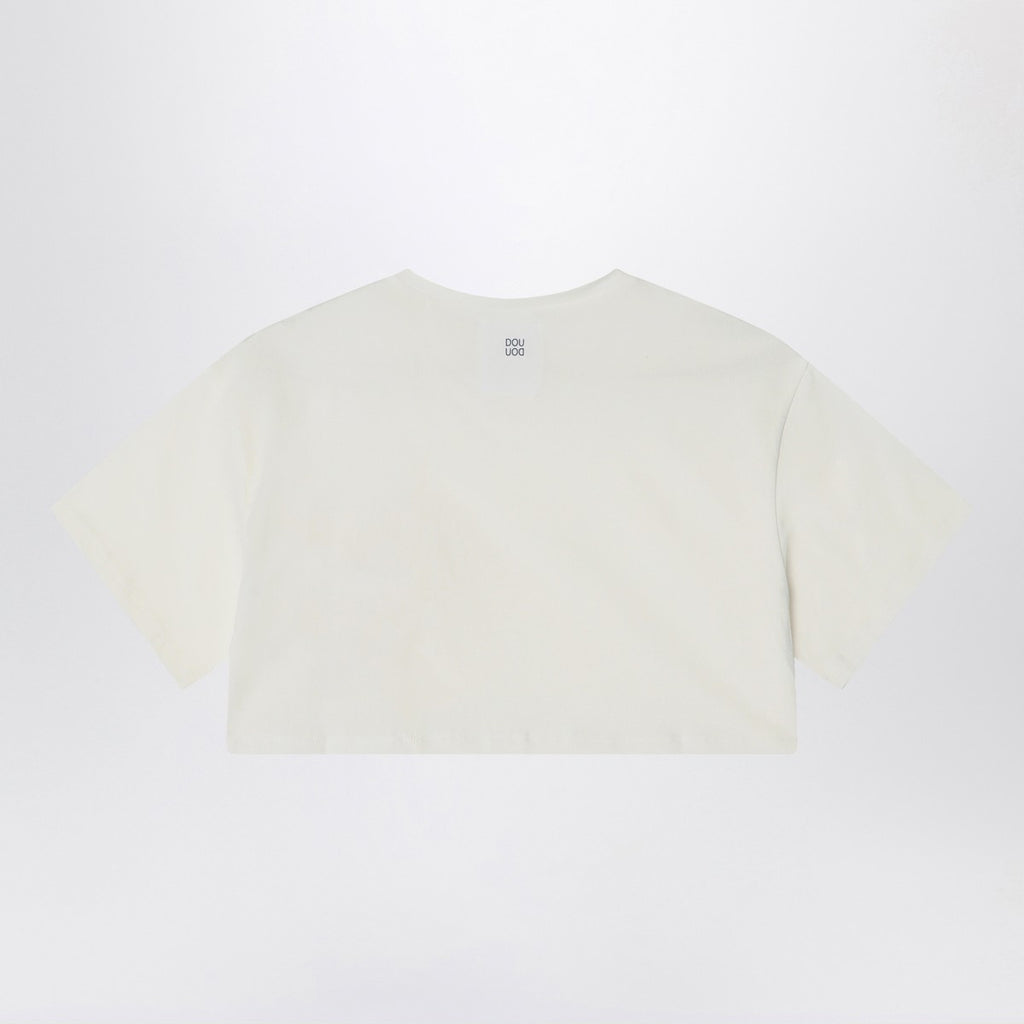 Douuod Ivory cropped t-shirt in cotton