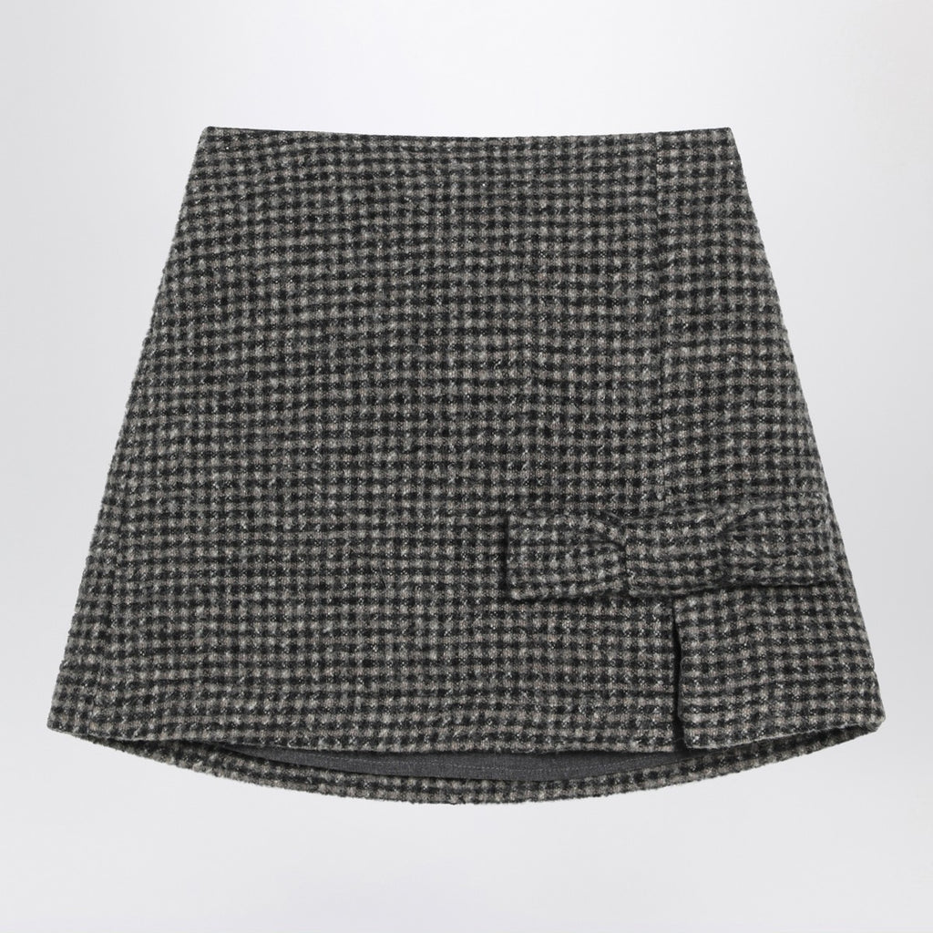 Douuod Ebony/beige checked wool Nicaragua skirt
