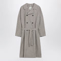 Douuod Double-breasted check trench coat