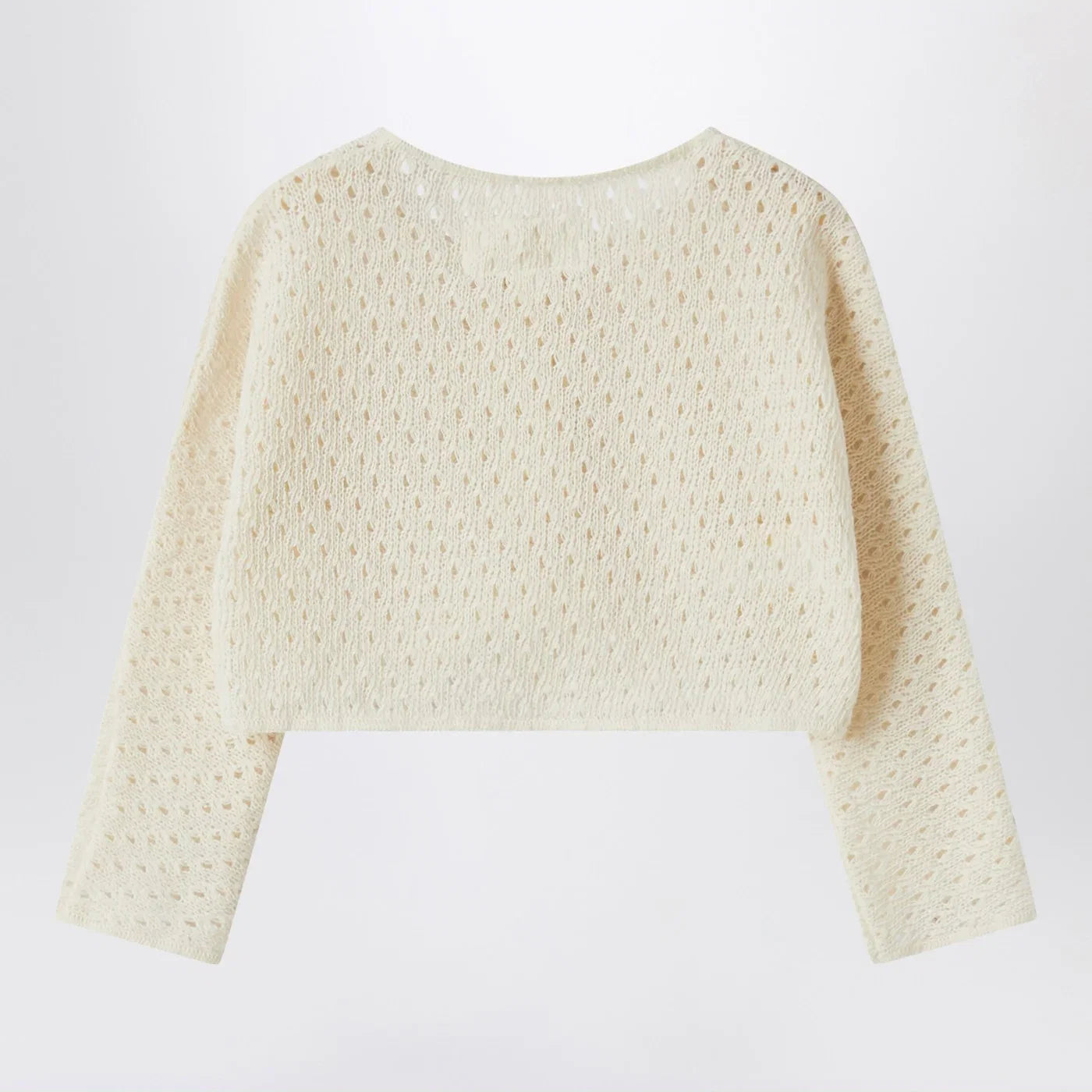 Teddy & Minou Cream-colored cardigan and hat in openwork knit