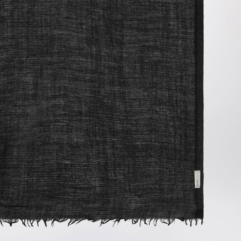 Destin Black silk and cashmere-blend scarf