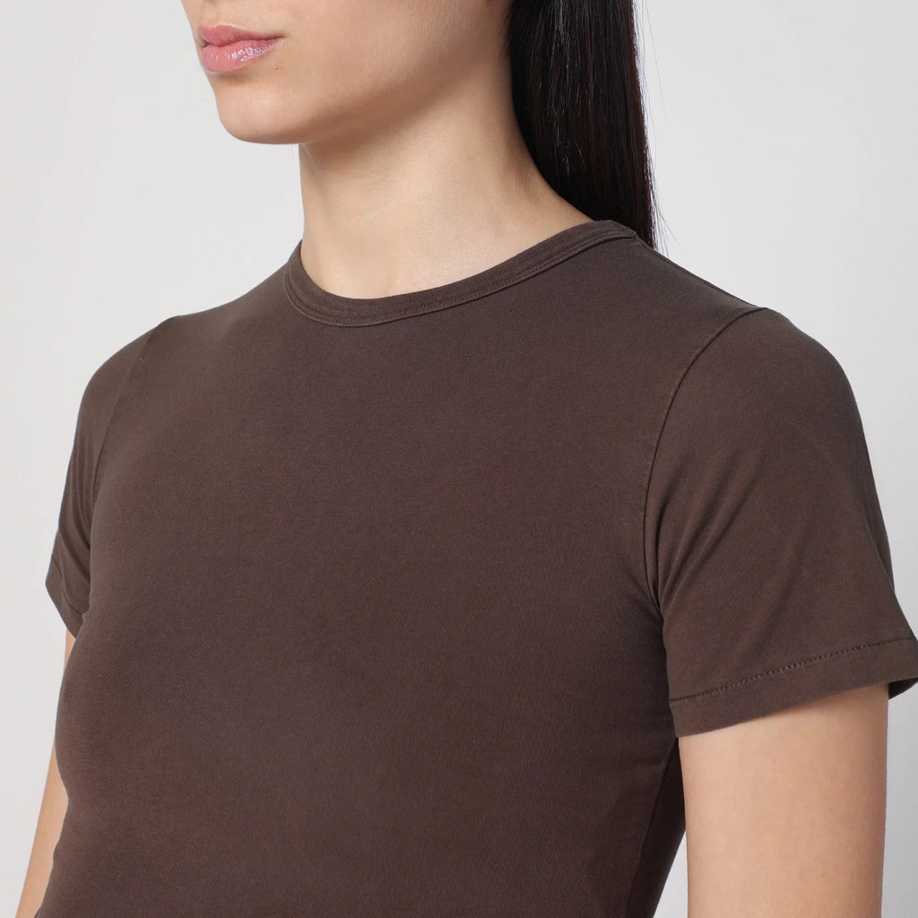 Entire Studios Brown cropped T-shirt in cotton