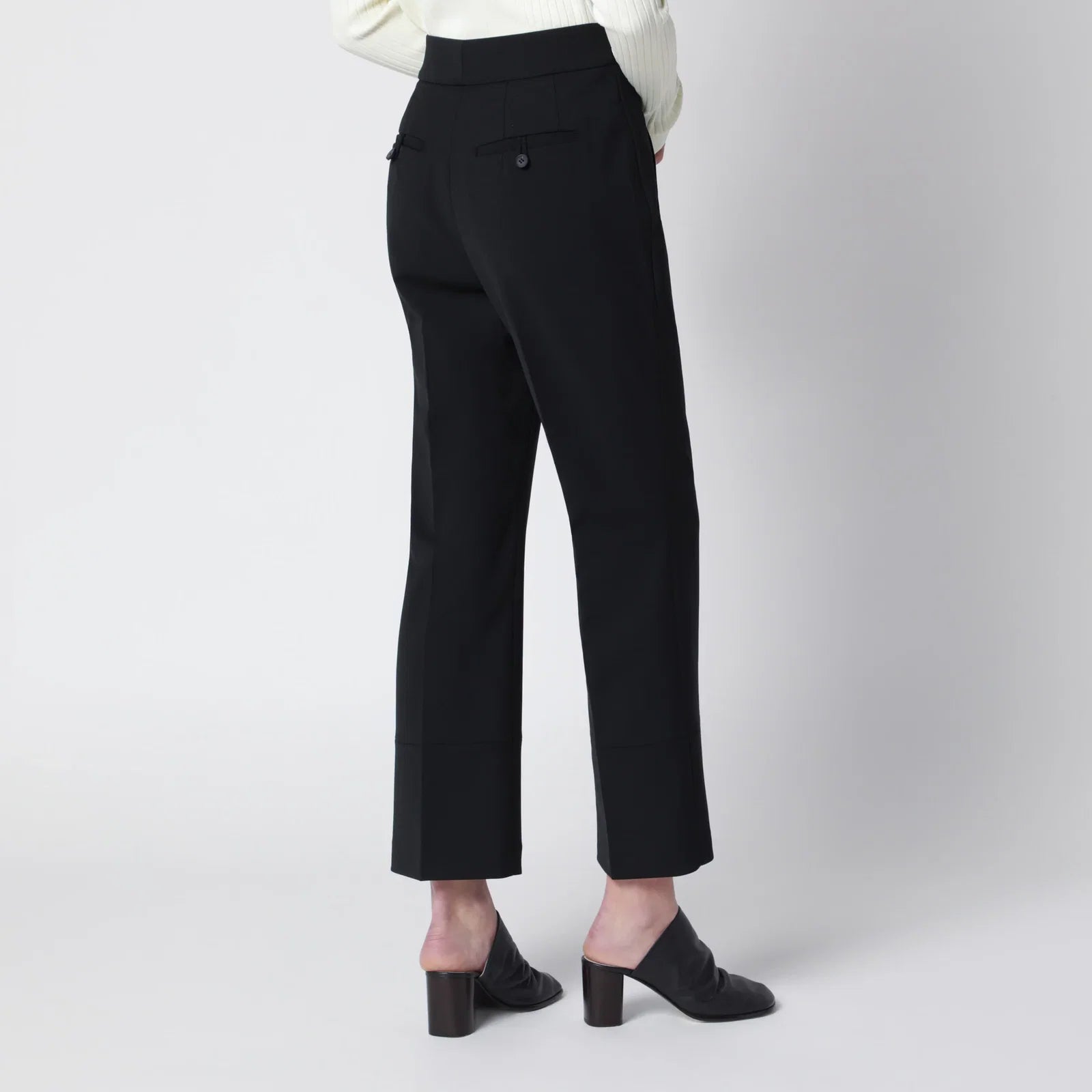Entire Studios Black wool-blend flared cropped trousers