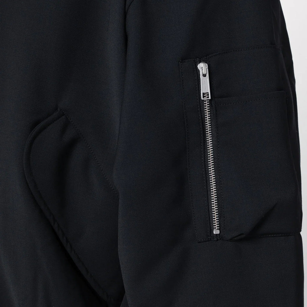Entire Studios Black zip-up bomber jacket in wool blend