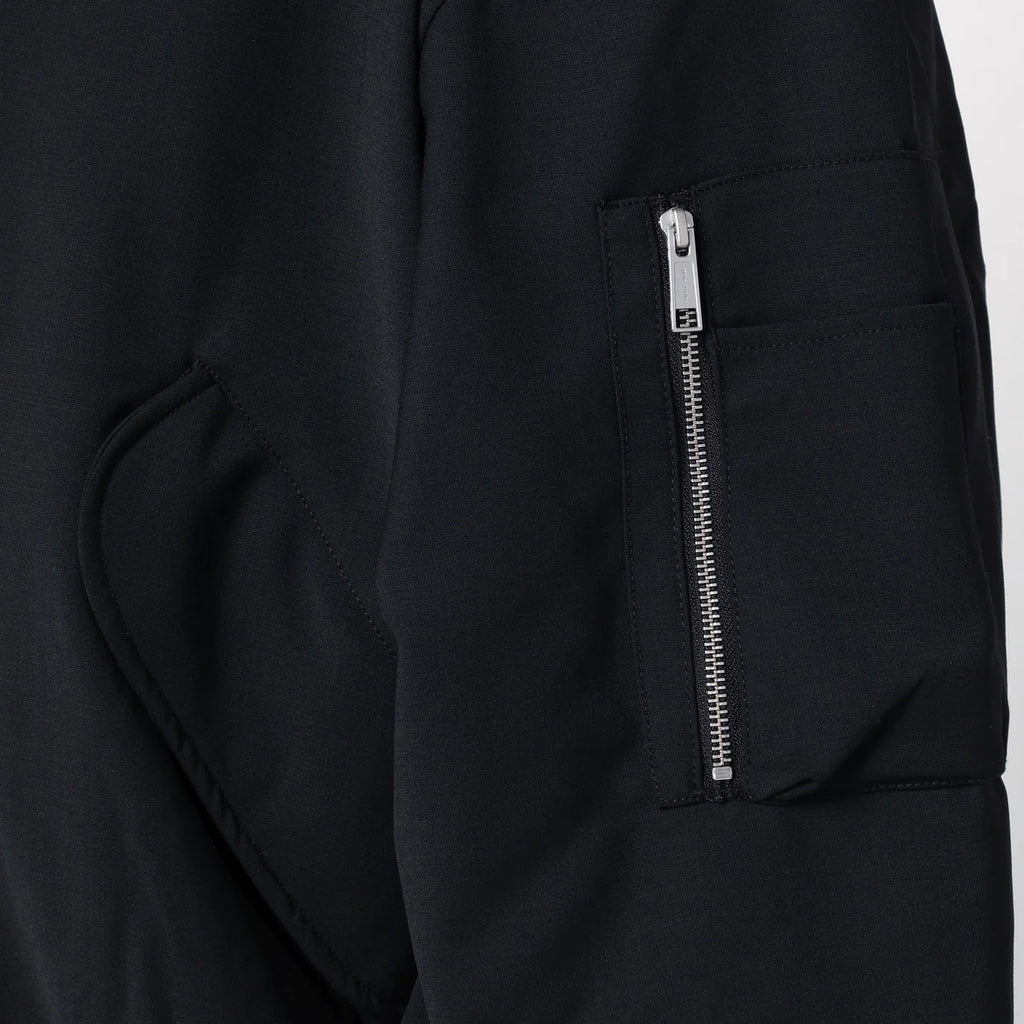 Entire Studios Black zip-up bomber jacket in wool blend