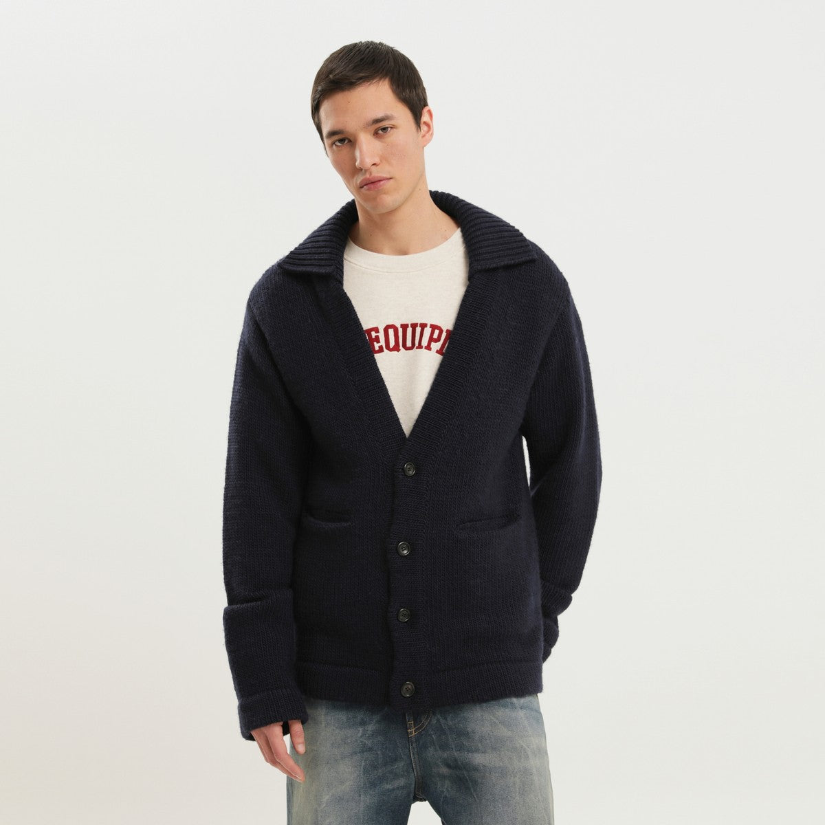 1989 STUDIO Blue wool cardigan