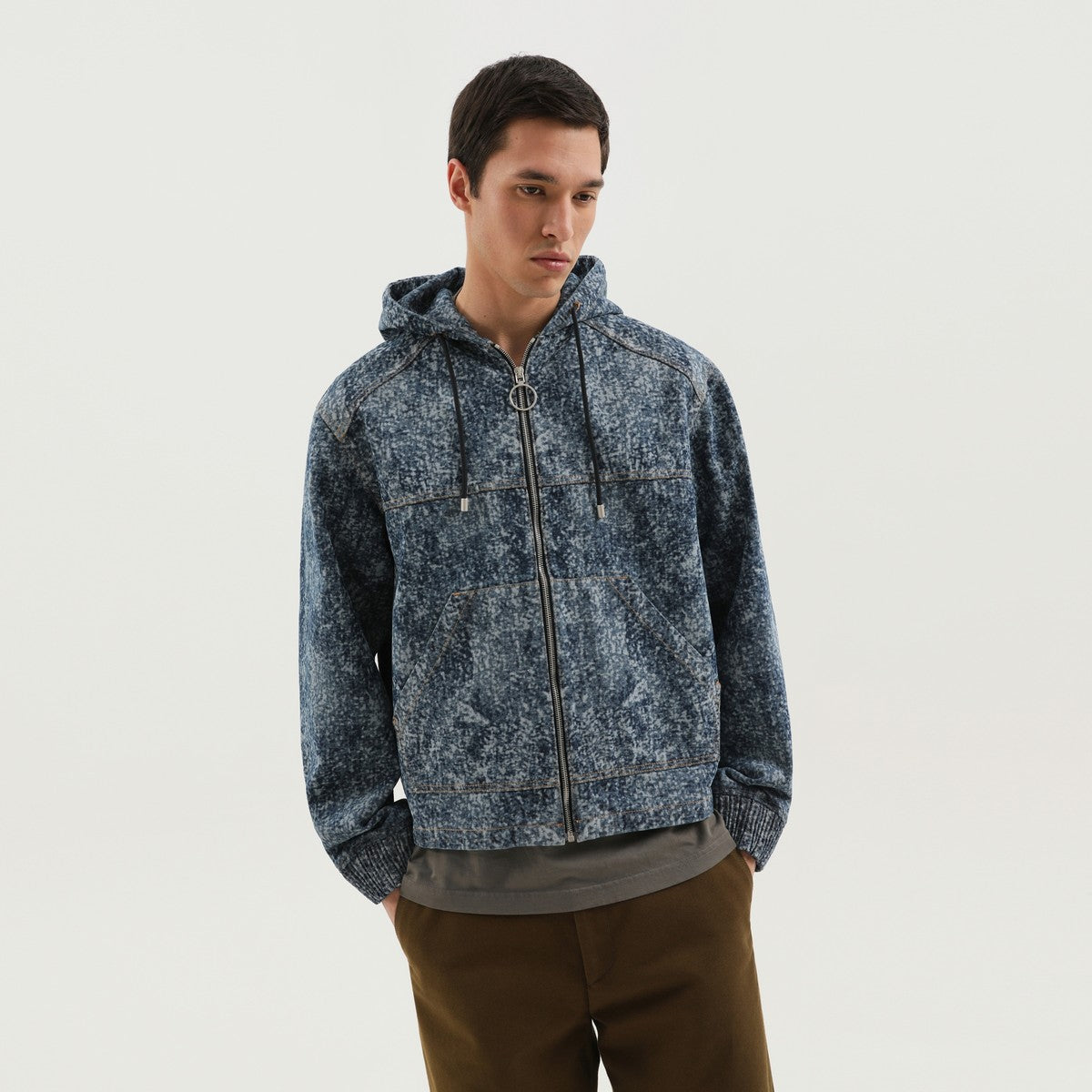 1989 STUDIO Denim marbled zip hoodie