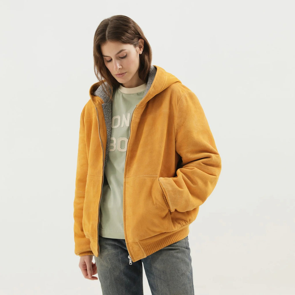 1989 STUDIO Yellow suede hoodie