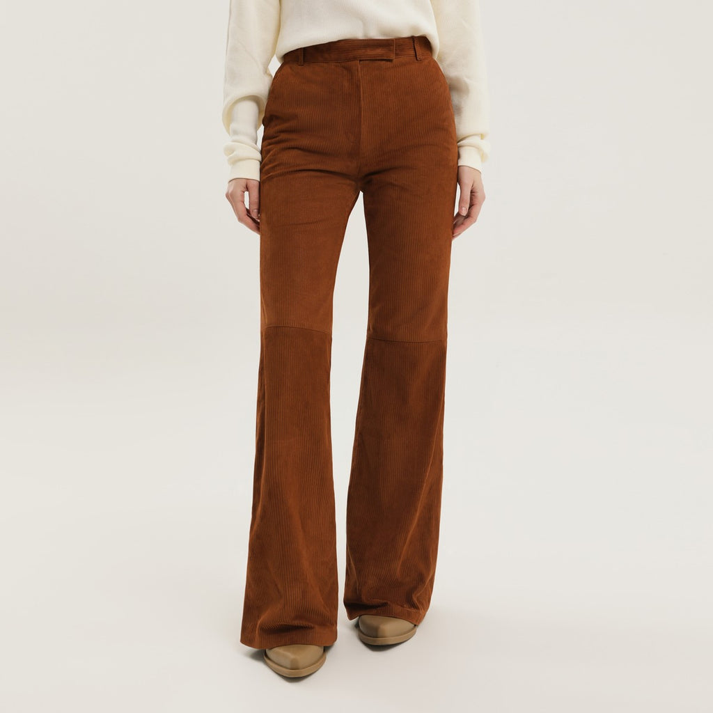 1989 STUDIO Corduroy flared leather pants