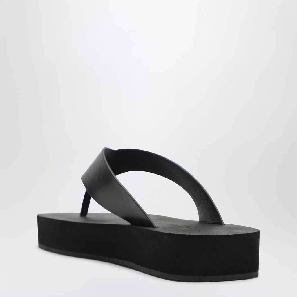 The Row Black Dune leather flip-flops