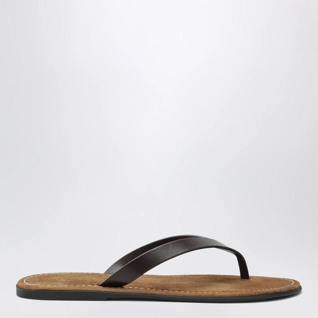 The Row Flip-flops in calfskin leather brown