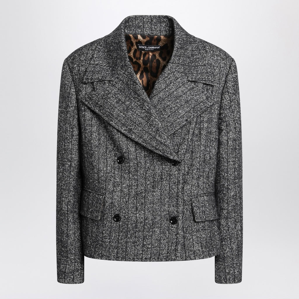 Dolce & Gabbana Dolce&Gabbana Dark grey short oversized striped jacket