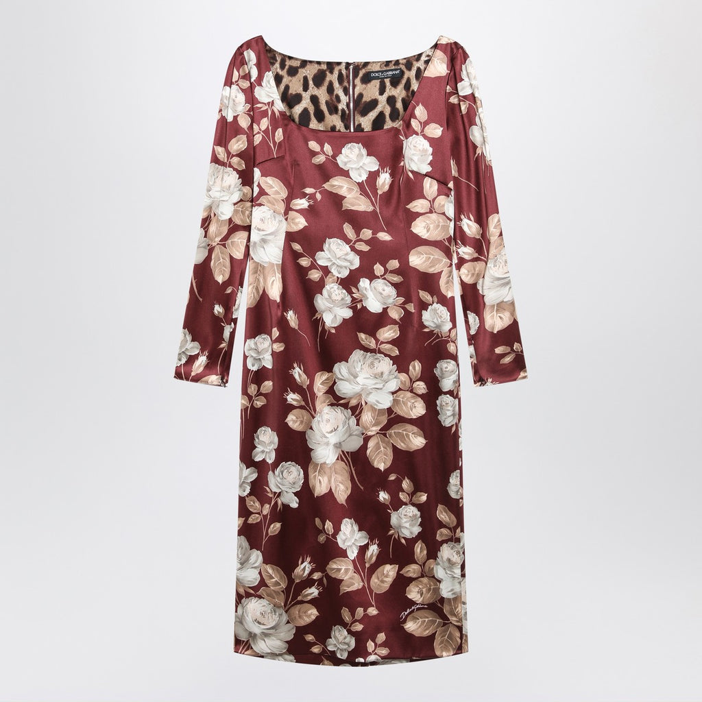 Dolce & Gabbana Dolce&Gabbana Burgundy satin dress with floral print