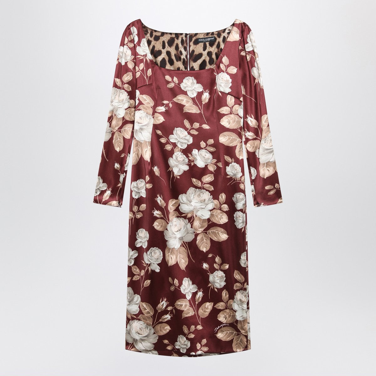 Dolce & Gabbana Dolce&Gabbana Burgundy satin dress with floral print