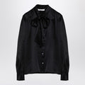 Alessandra Rich Black silk shirt with bow