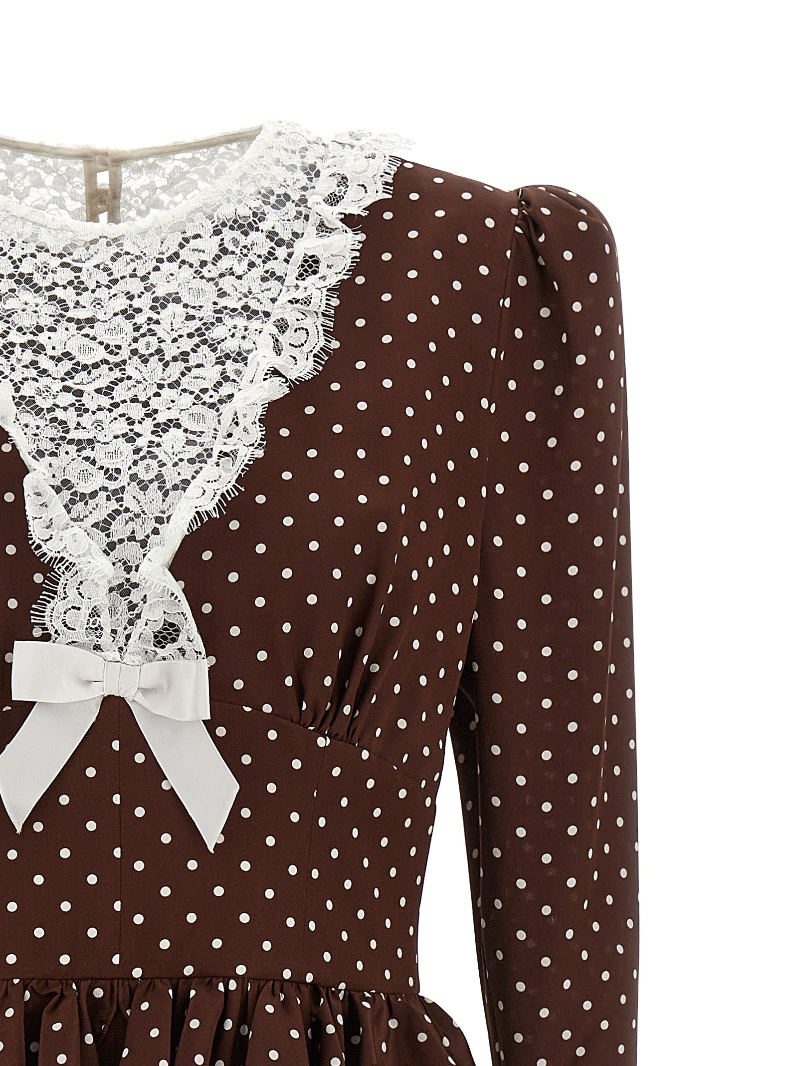 Alessandra Rich Polka Dot Midi Dress
