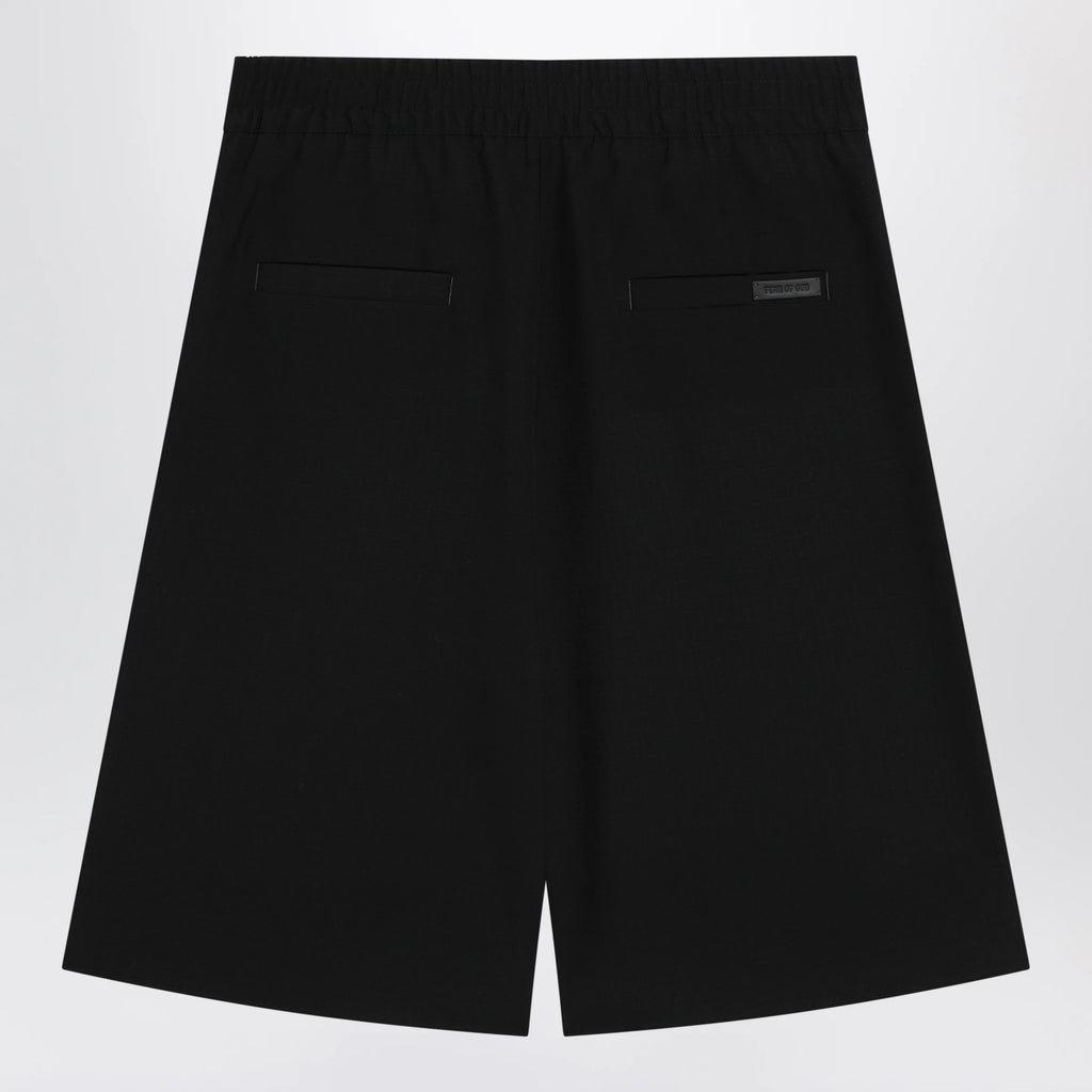 Fear of God Black baggy wool Bermuda shorts