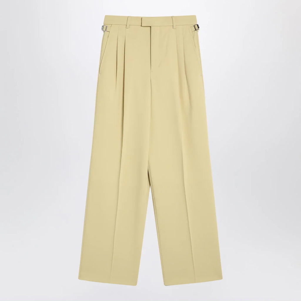 Ami Paris Wide lime-coloured wool trousers