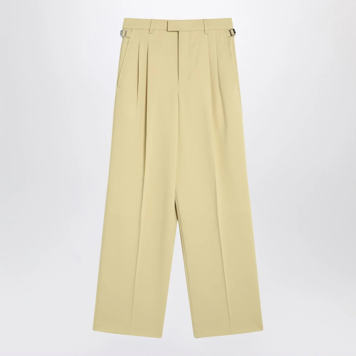 Ami Paris Wide lime-coloured wool trousers