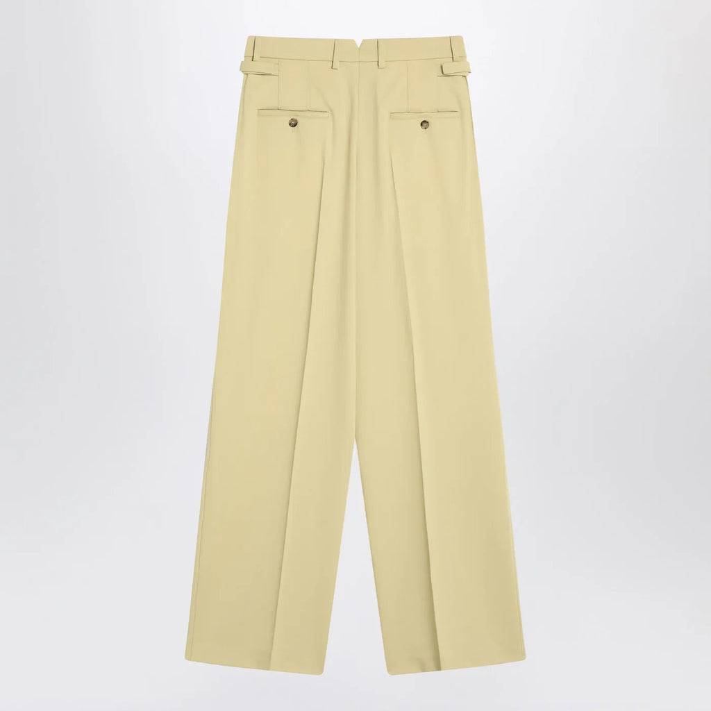 Ami Paris Wide lime-coloured wool trousers