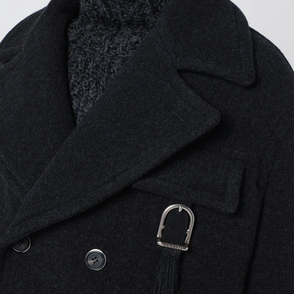 Durazzi Milano Dark grey mélange wool coat