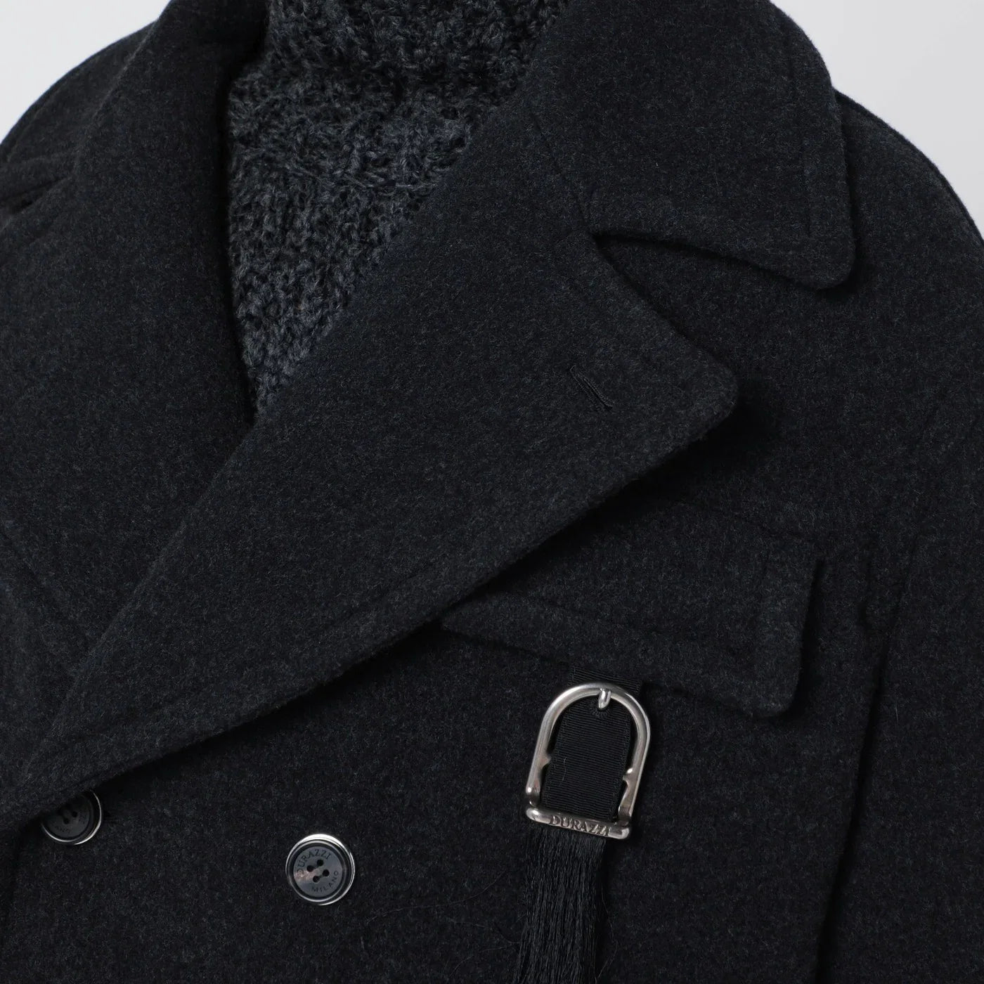 Durazzi Milano Dark grey mélange wool coat