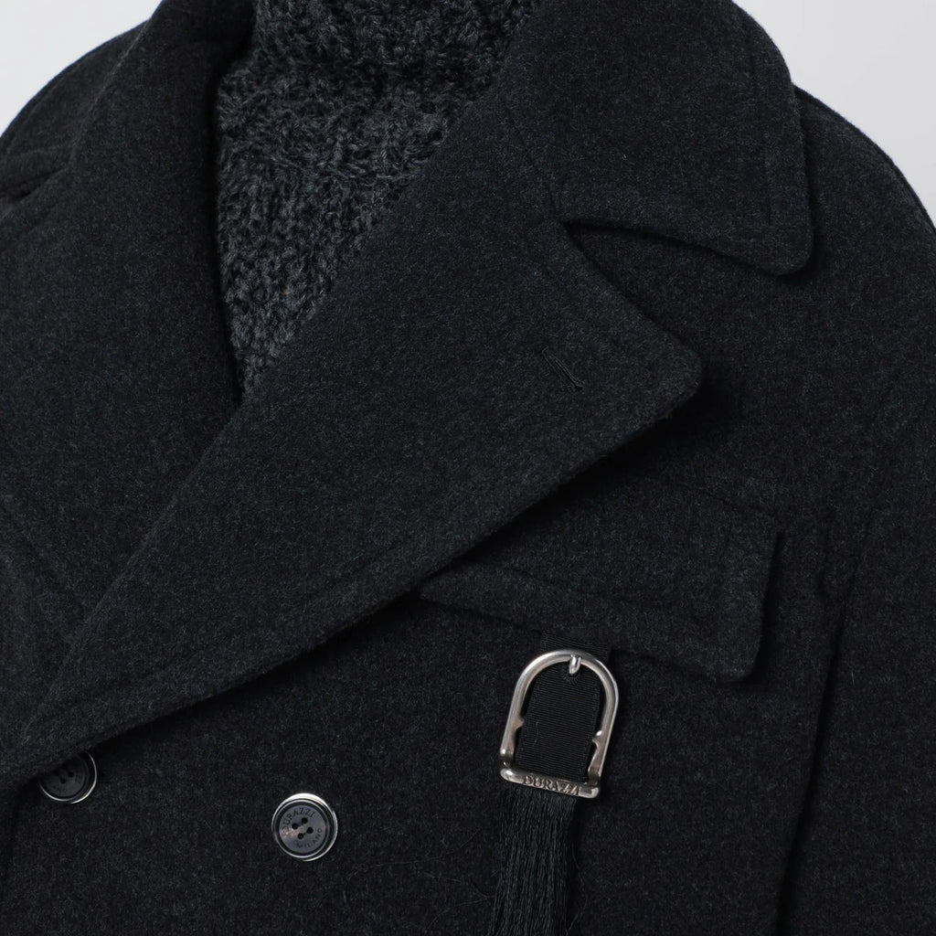 Durazzi Milano Dark grey mélange wool coat
