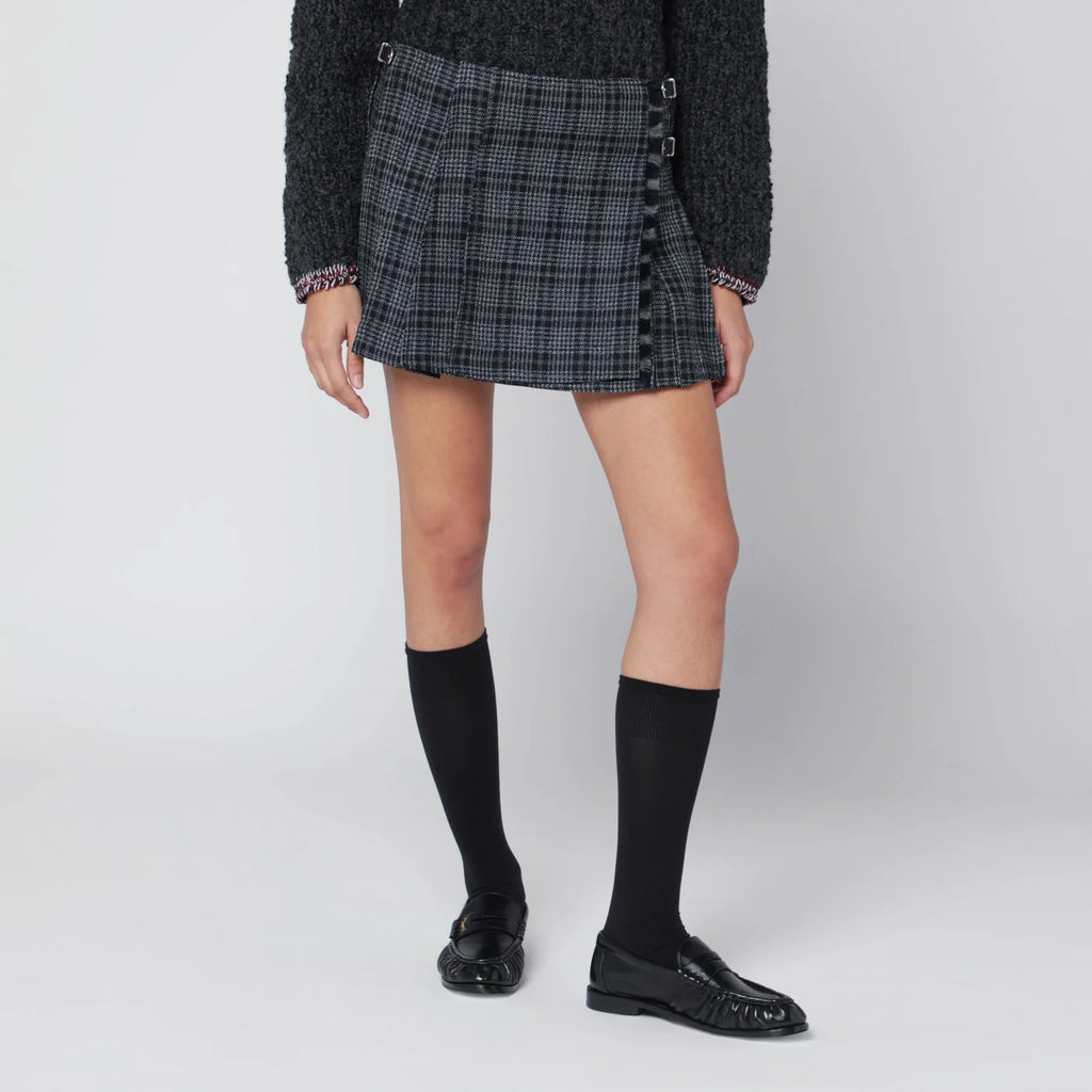 Durazzi Milano Black/white check kilt mini skirt