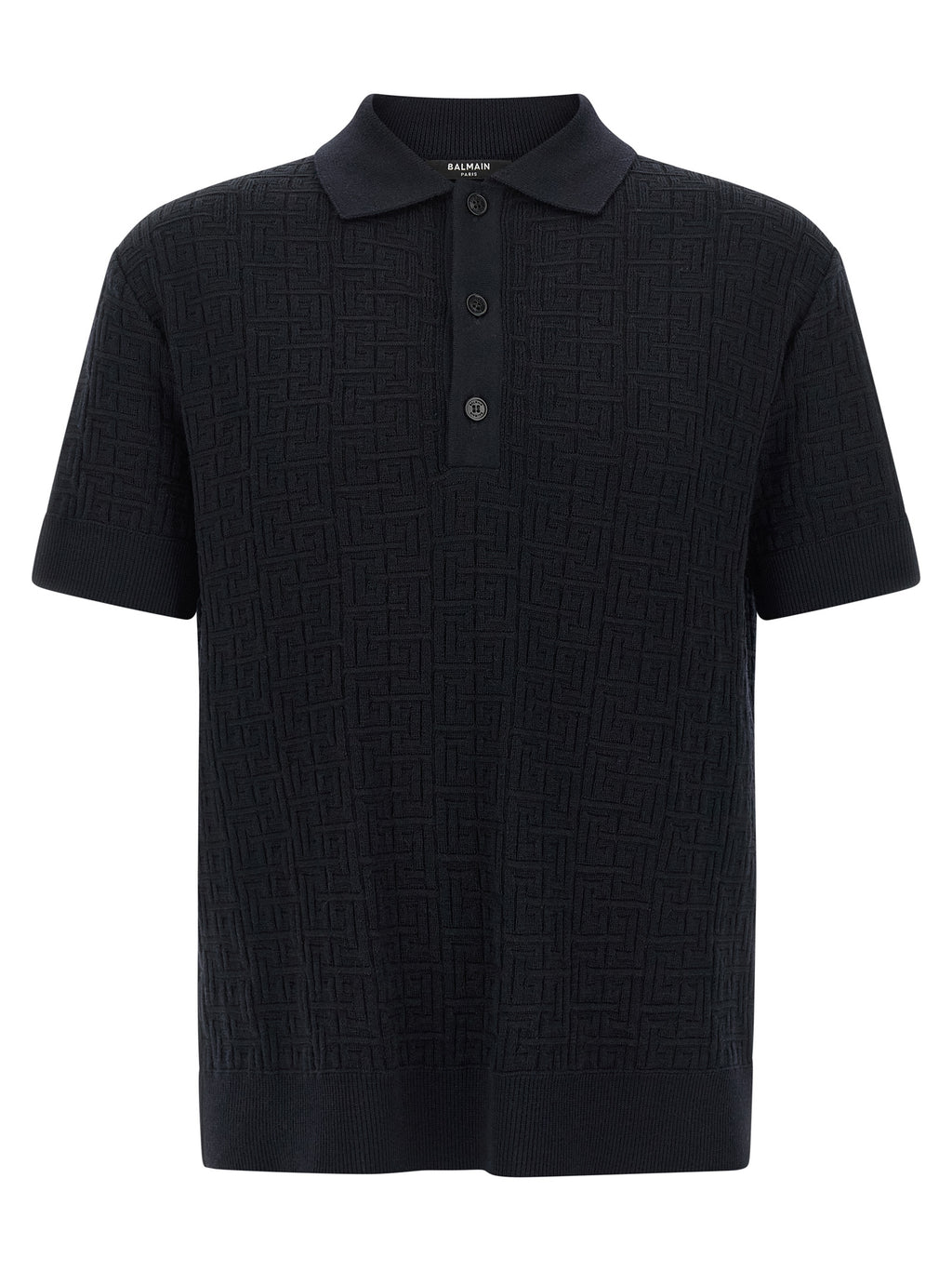 Balmain Monogram Knit Polo Shirt