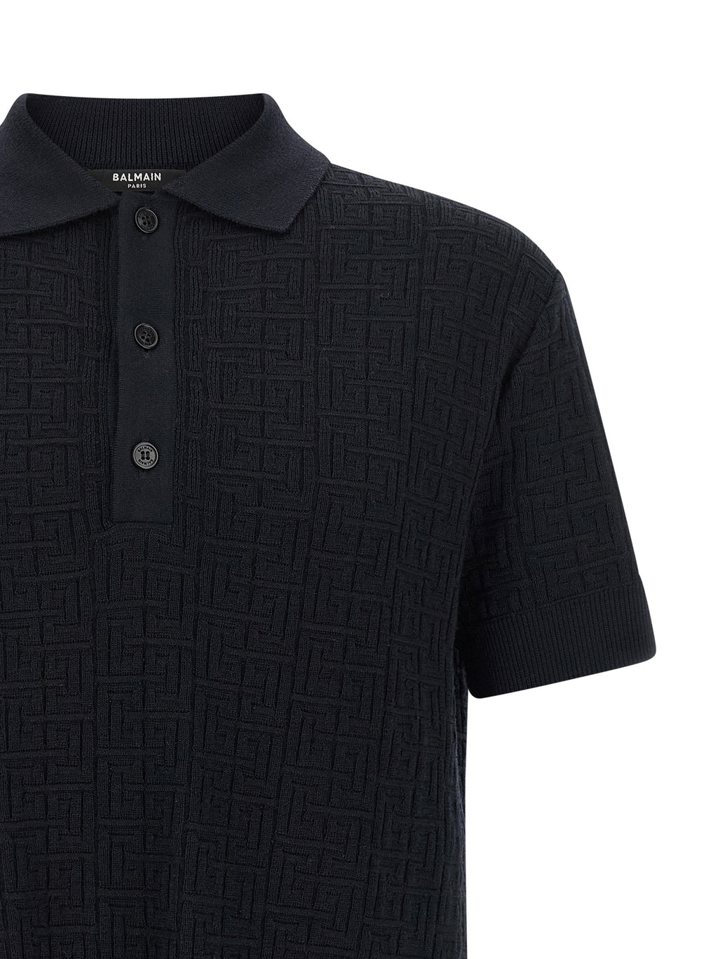 Balmain Monogram Knit Polo Shirt