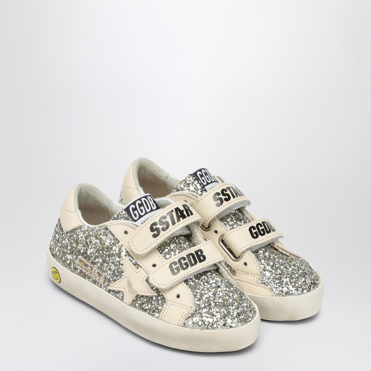 Golden Goose Old School sneaker in platinum/cream glitter