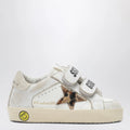 Golden Goose Old School Sneakers in white with leopard-print star