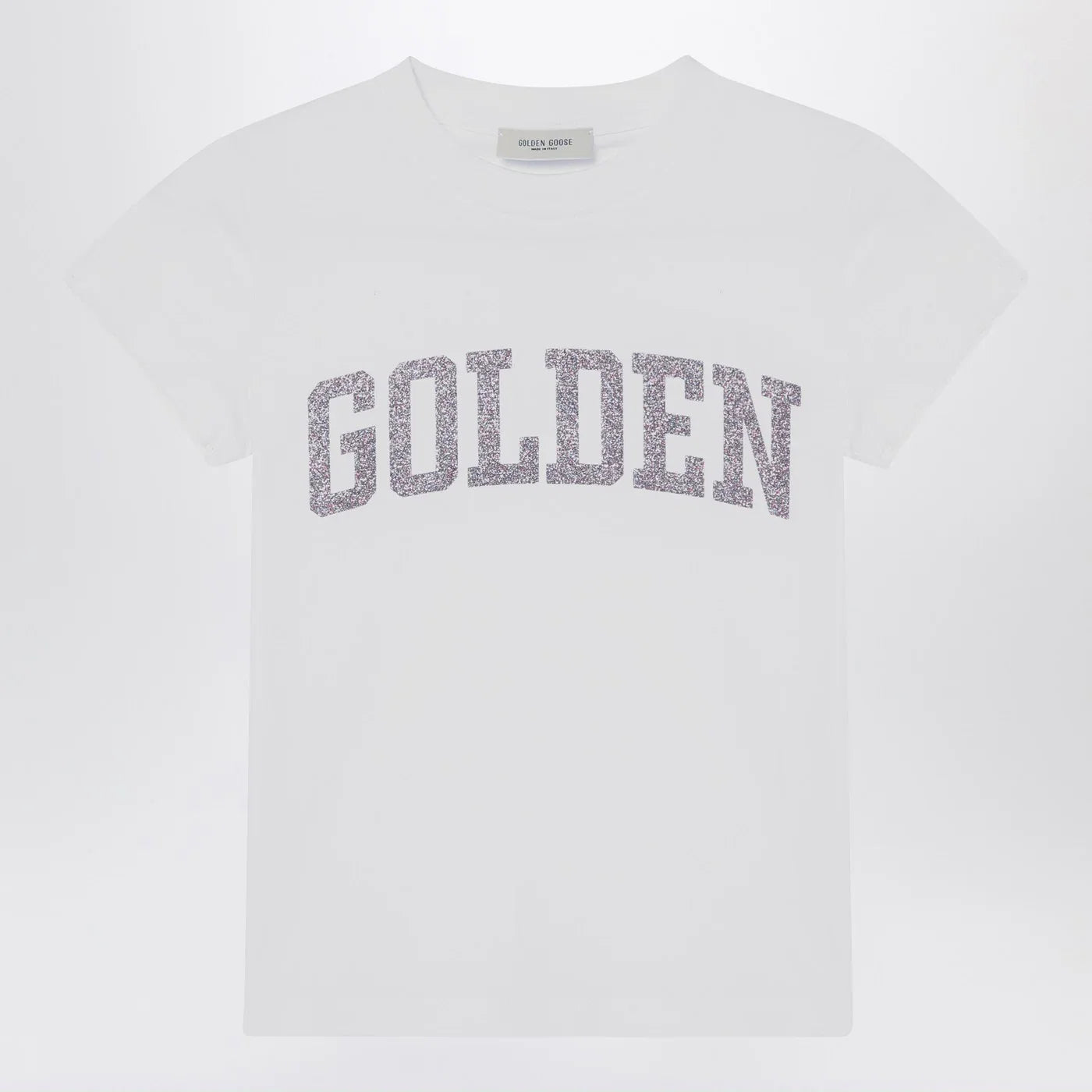 Golden Goose White T-shirt with Glitter Logo