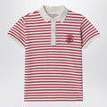 Golden Goose White/red striped polo shirt with logo embroidery