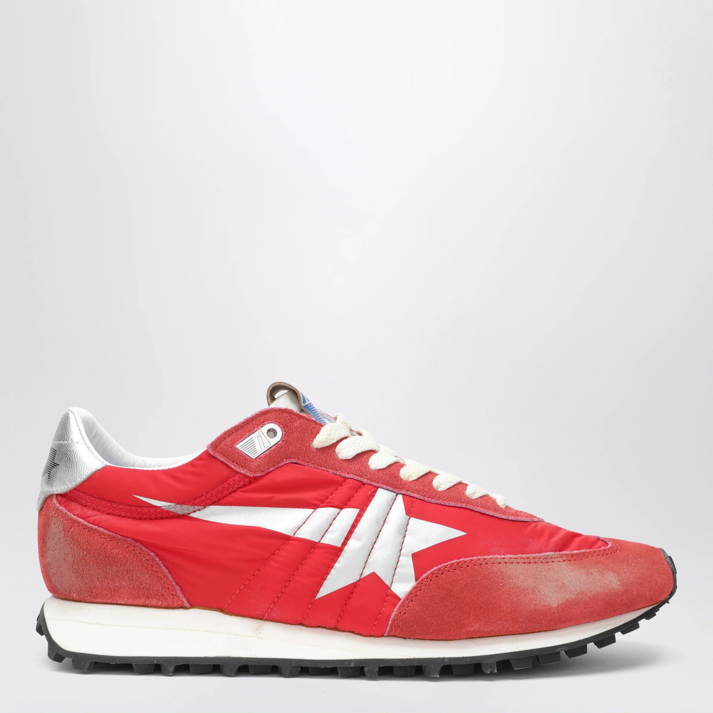 Golden Goose Red/silver Marathon sneakers in nylon and suede