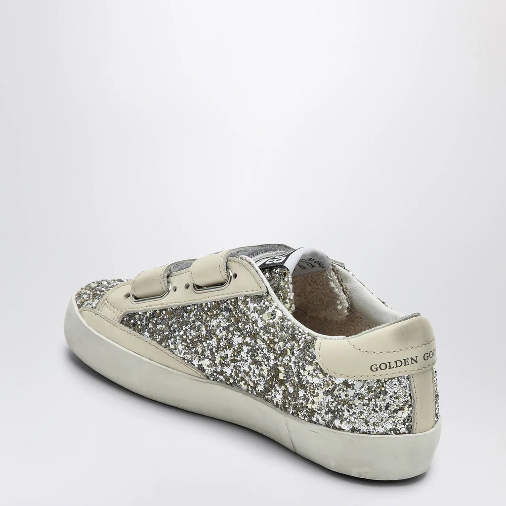 Golden Goose Old School Sneakers in platinum/cream glitter