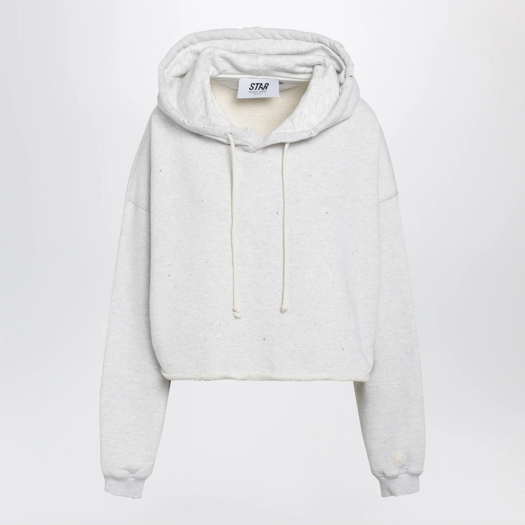Golden Goose Star sweatshirt with crystal embroidery in grey cotton