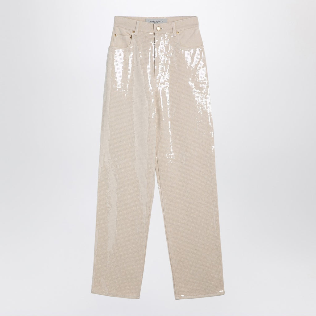 Golden Goose Trousers with transparent sequins écru