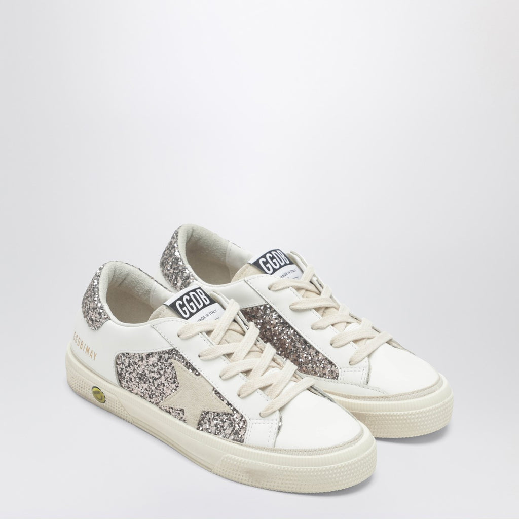 Golden Goose May sneakers in white leather and glitter
