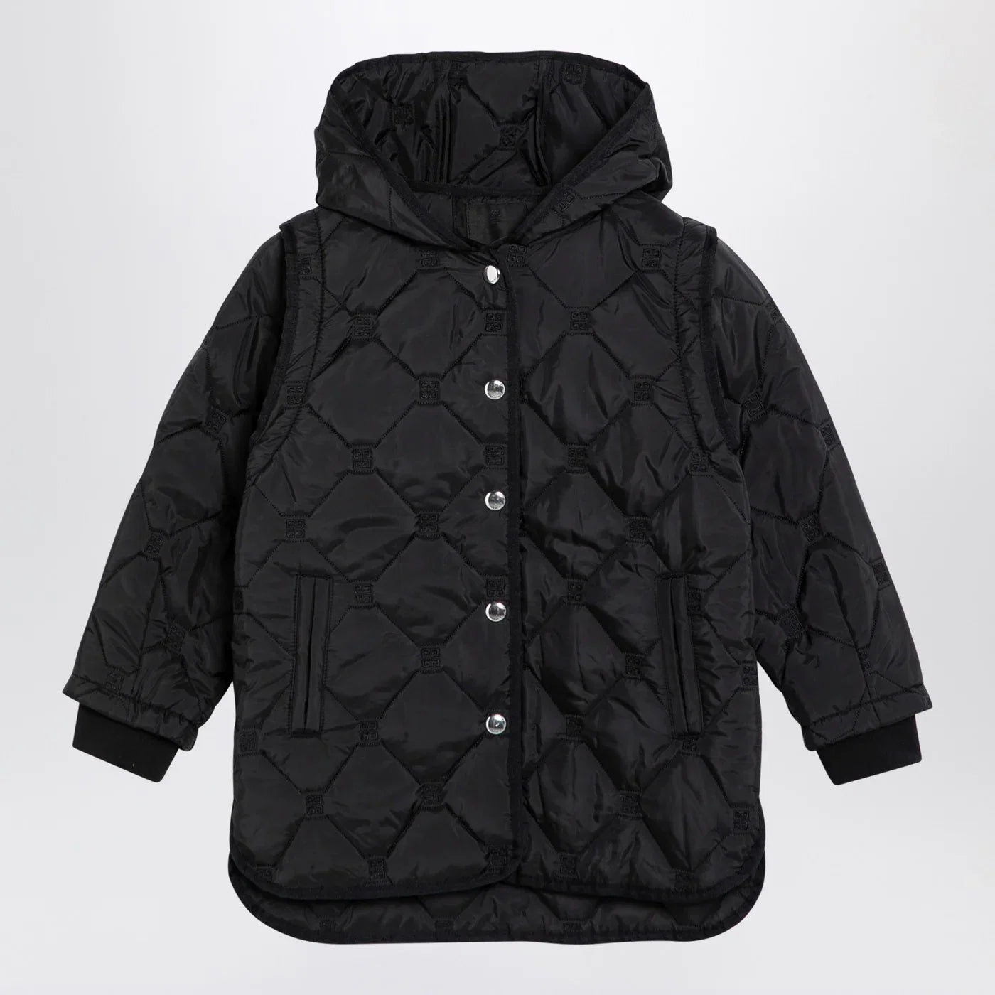 Givenchy Black quilted parka with removable sleeves