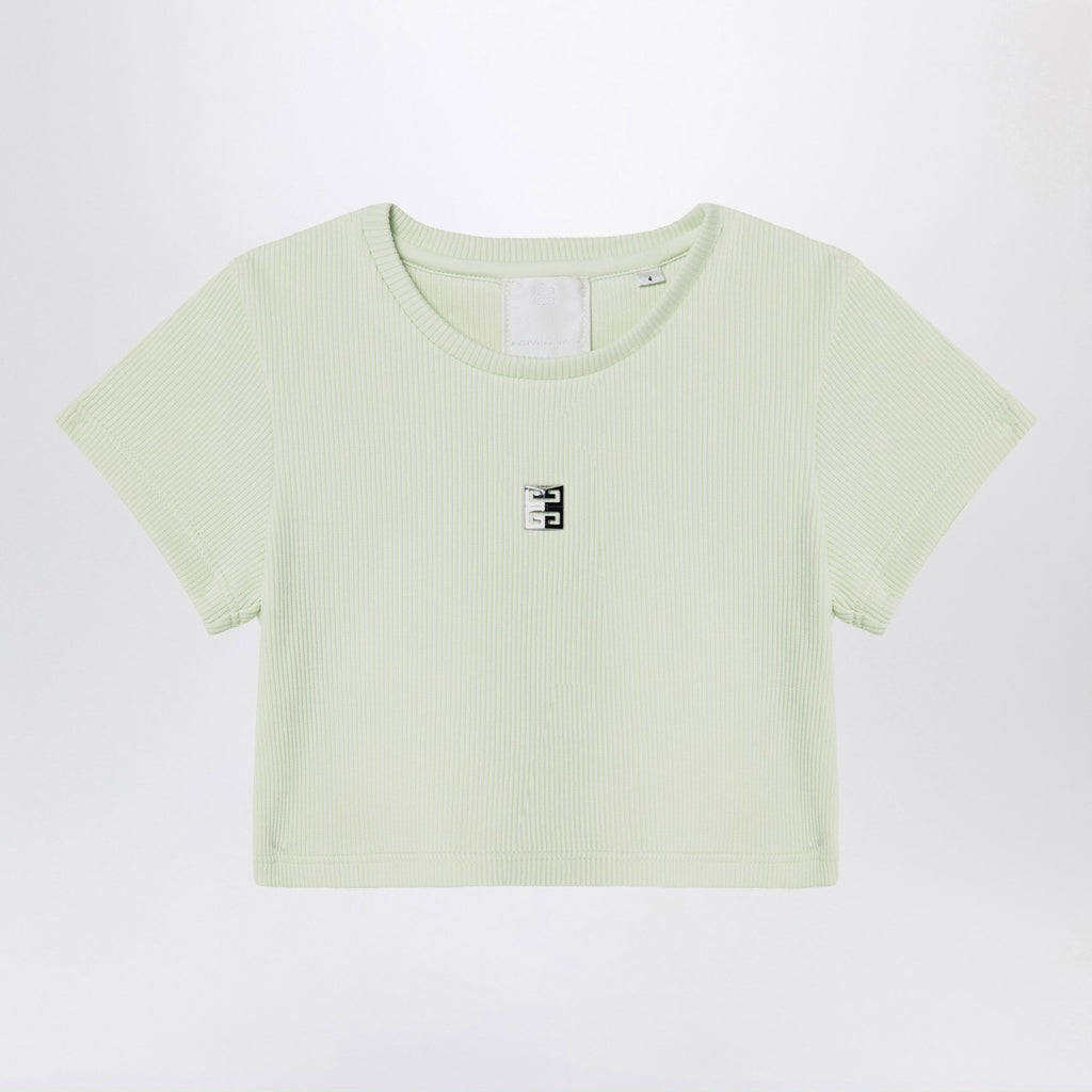 Givenchy Light green ribbed cropped T-shirt