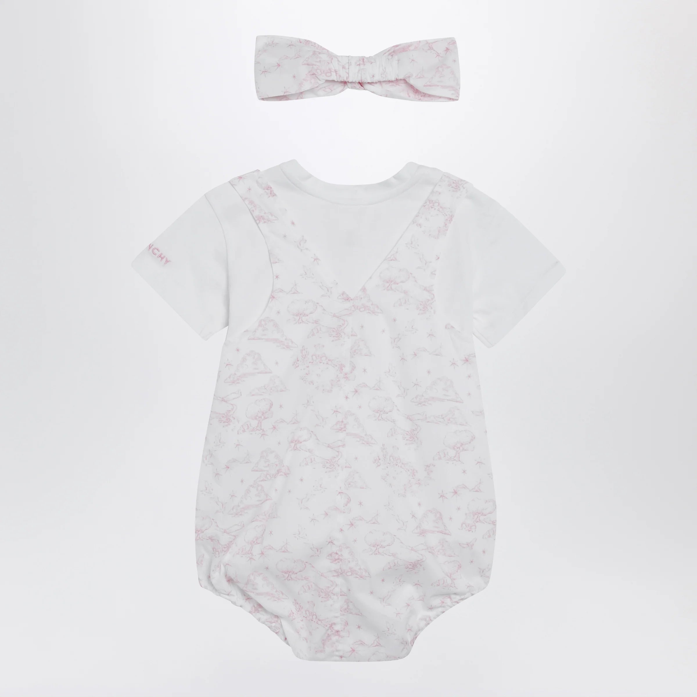 Givenchy White/pink cotton romper with headband