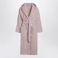 Tekla Bathrobe white/dark pink striped