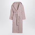 Tekla Bathrobe white/dark pink striped