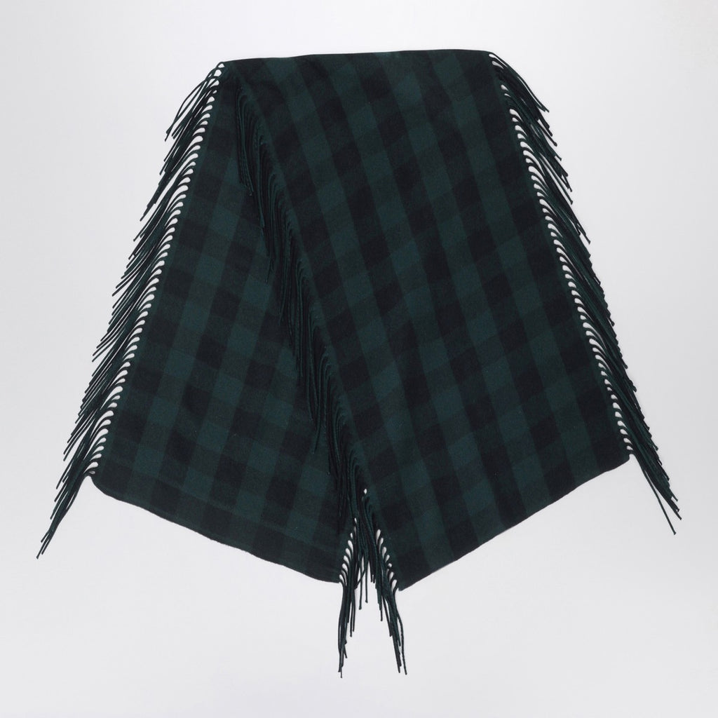 Destin British green check wool and cashmere shawl