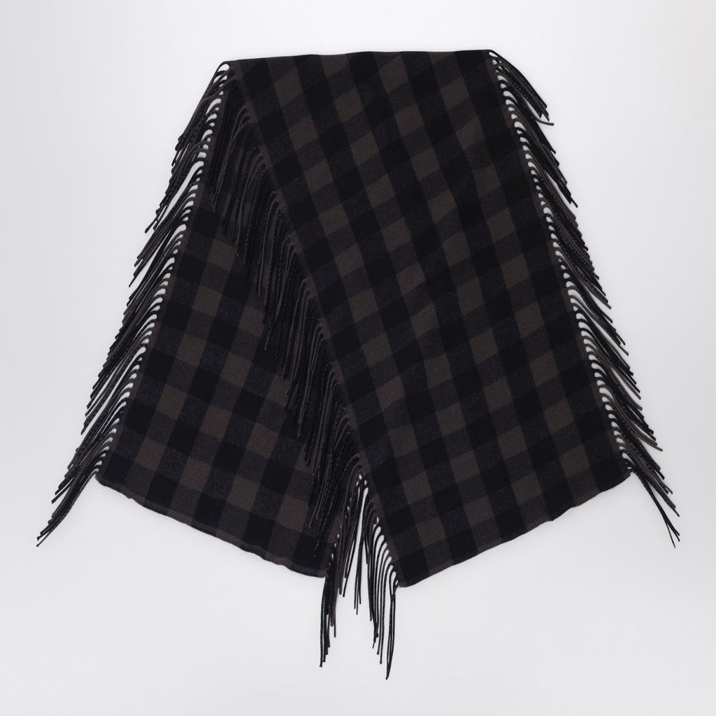 Destin Brown check wool and cashmere shawl