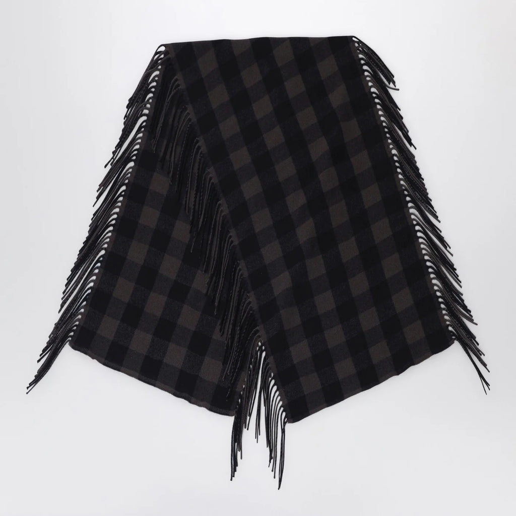 Destin Brown check wool and cashmere shawl