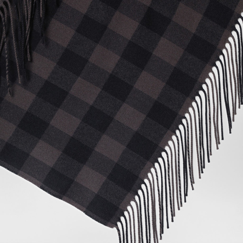 Destin Brown check wool and cashmere shawl