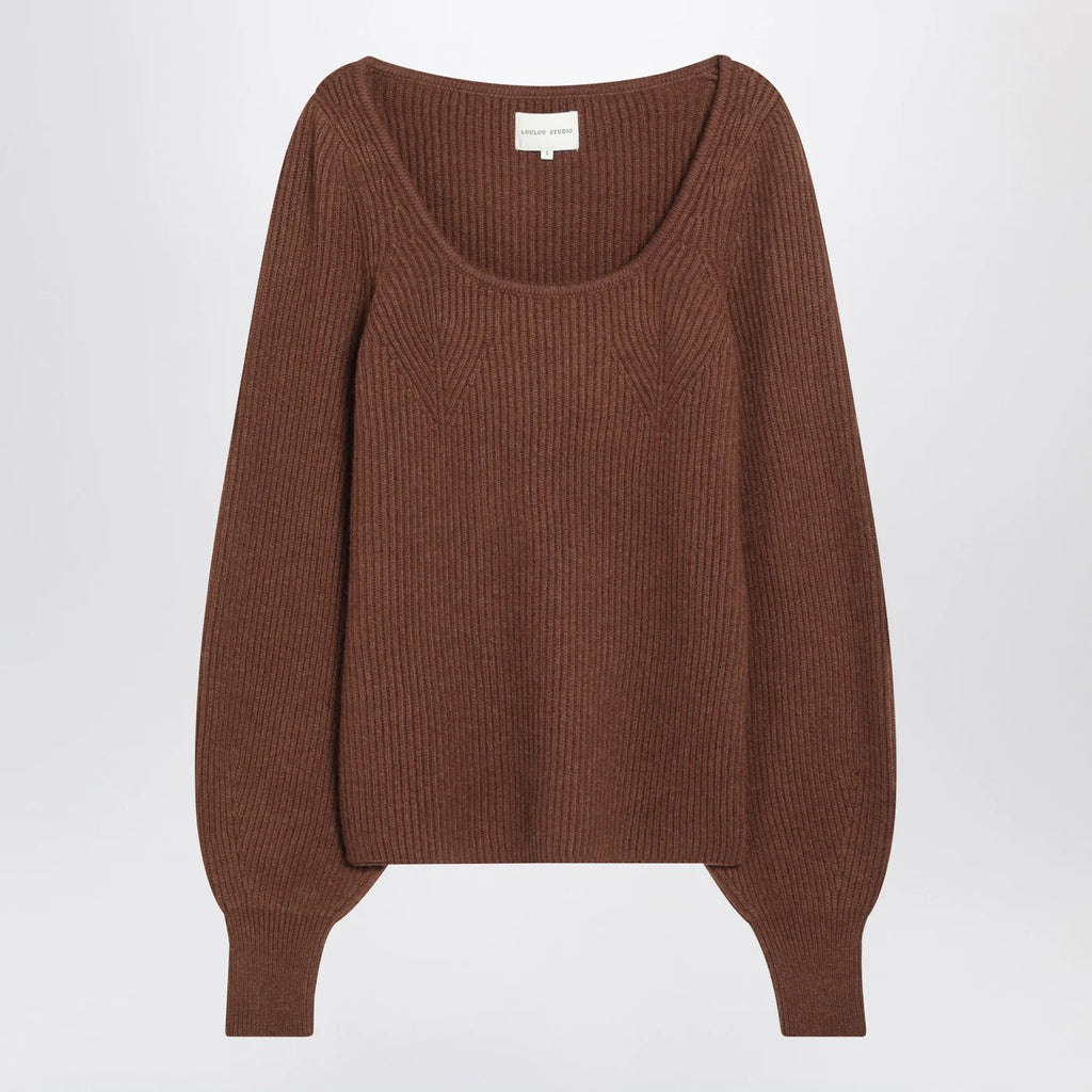 LouLou De Saison Brown ribbed cashmere jumper